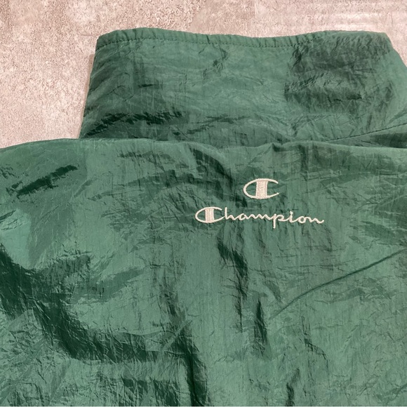 Vintage Champion Windbreaker Y2K Streetwear Colorblock Green Off White Navy L - Picture 10 of 11